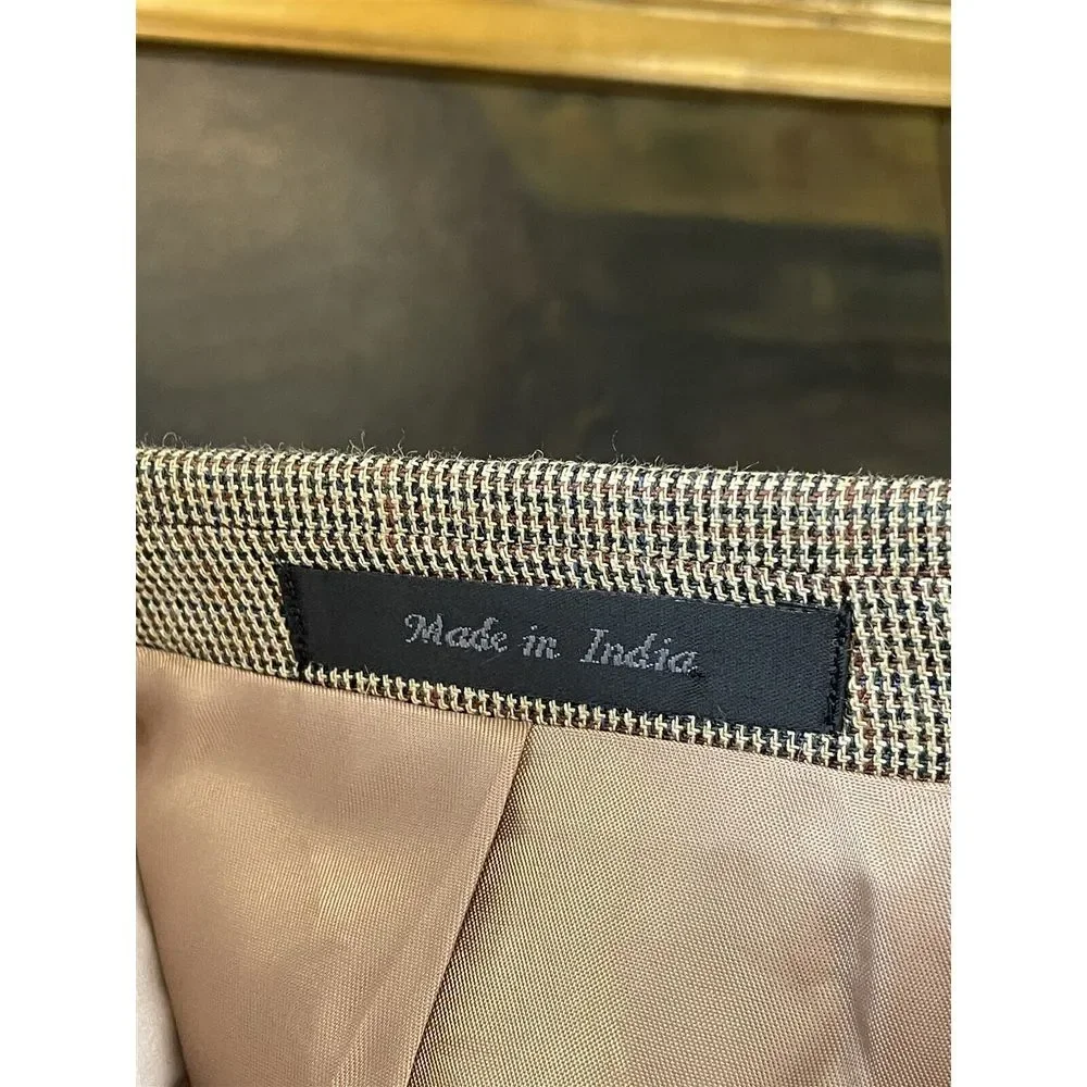 Lauren Ralph Lauren‎ 42R Silk Wool Tan Micro Weave 2Btn Blazer Jacket Sport Coat